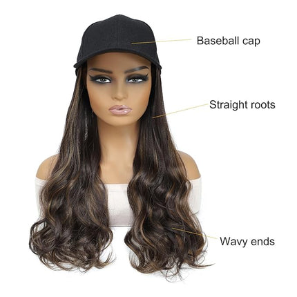Cap With Wavy Ends Straight Roots Hair Extensions
