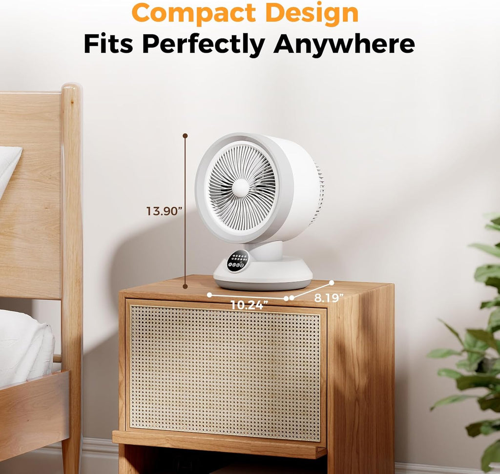 2-in-1 Heater Fan Combo, 1500W Portable Desk Heating & Cooling Fan, Oscillating with Adjustable Thermostat, Tip-Over Protection, Quiet Space Heater for Home & Office Use (White)