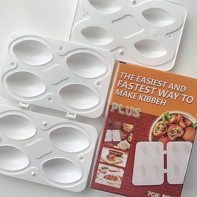 Kibbeh Rolls Maker Mold Meatball Mold Processor Manual Meatloaf Maker Press Tool DIY Upgrade 4 Grids 7cm Large Size Homemade Meat Maker Kitchen Accessories
